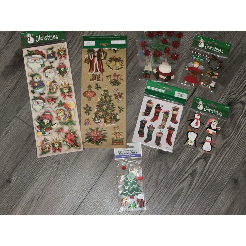 Christmas Lot Of Stickers Scrapbooking Misc 3D Dimensional Holiday Lot Of 7